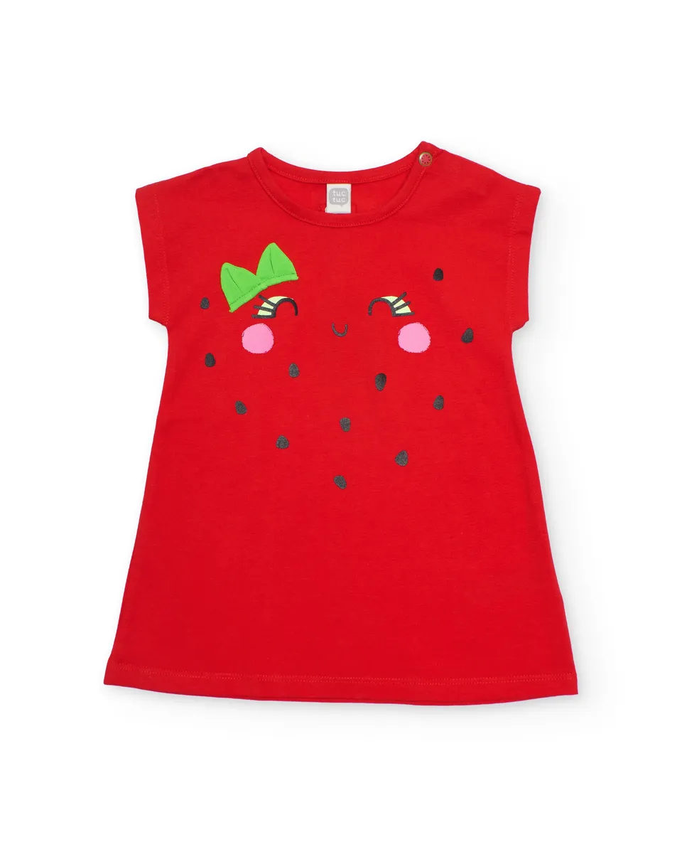 Tuc Tuc vestito bambina rosso in maglia con ricamo