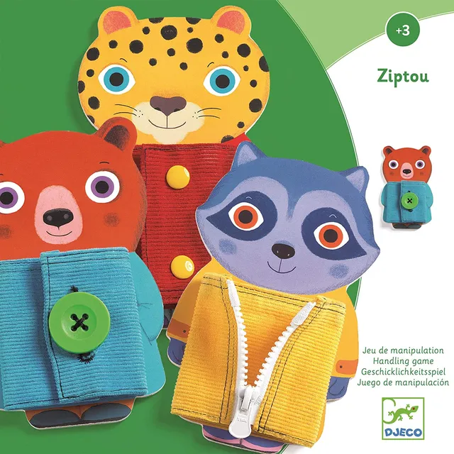 Djeco Ziptou Set Figure Allacciature Legno 16 cm