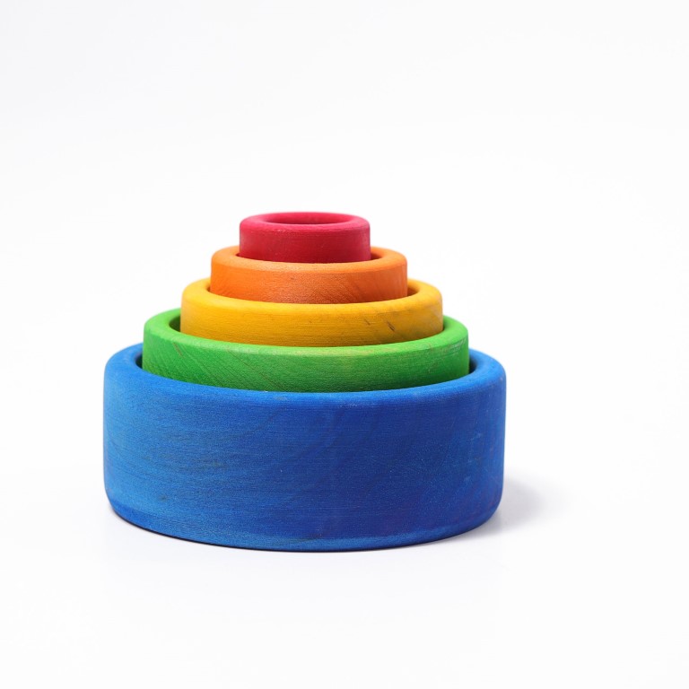 Grimm's Arcobaleno Blu set 5 ciotole legno impilabili
