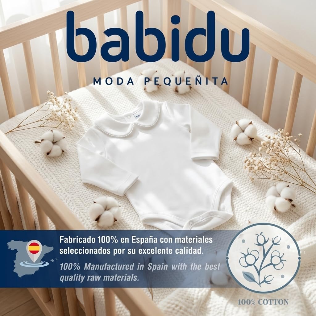 Babidu Body Neonato Manica Lunga Cotone Collo Elegante