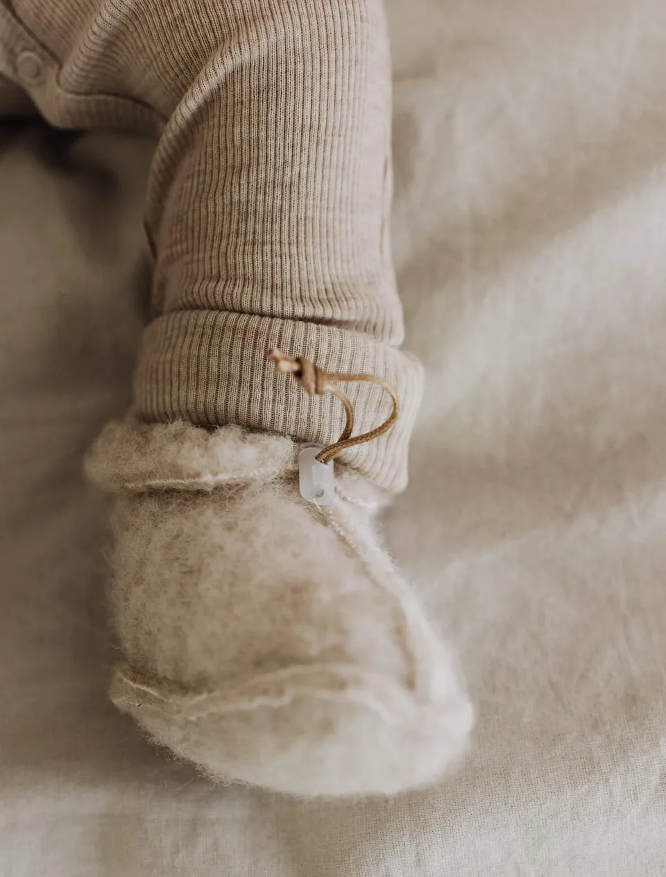 Kico Label scarpine neonato lana merino beige 0-6 mesi