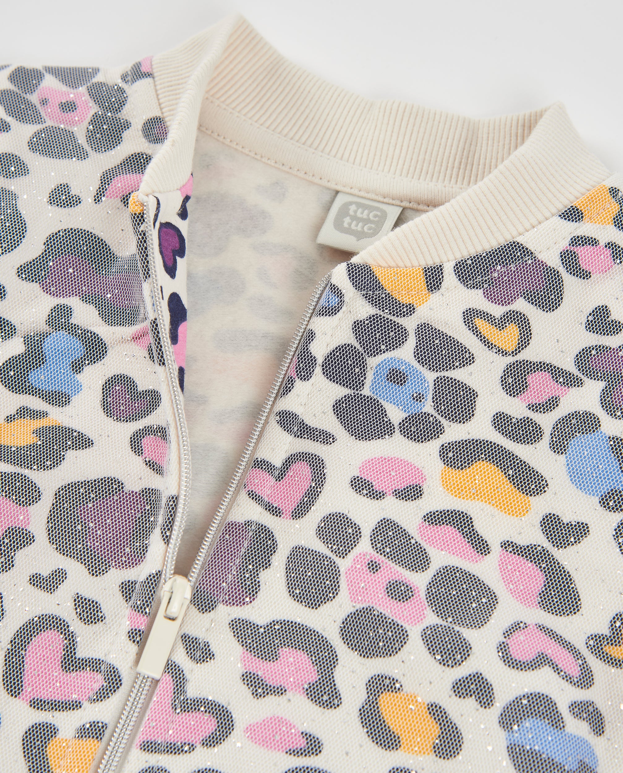 Tuc Tuc giacca bambina animalier crudo con zip