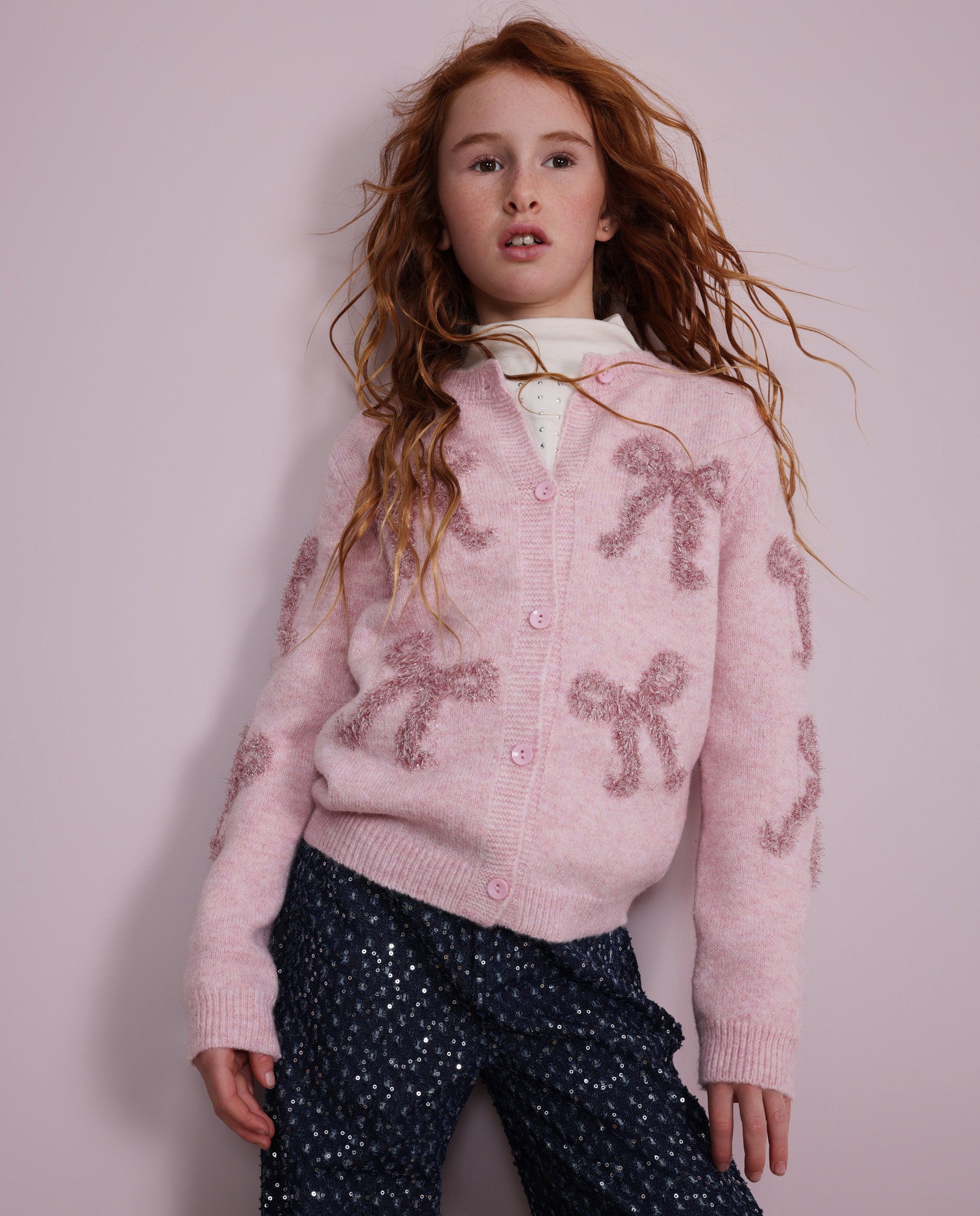 Tuc Tuc cardigan bambina rosa fiocchi bottoni