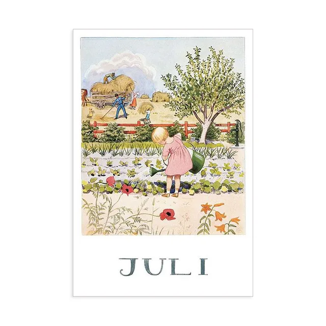 Elsa Beskow Luglio cartolina mese 10,5x15 cm