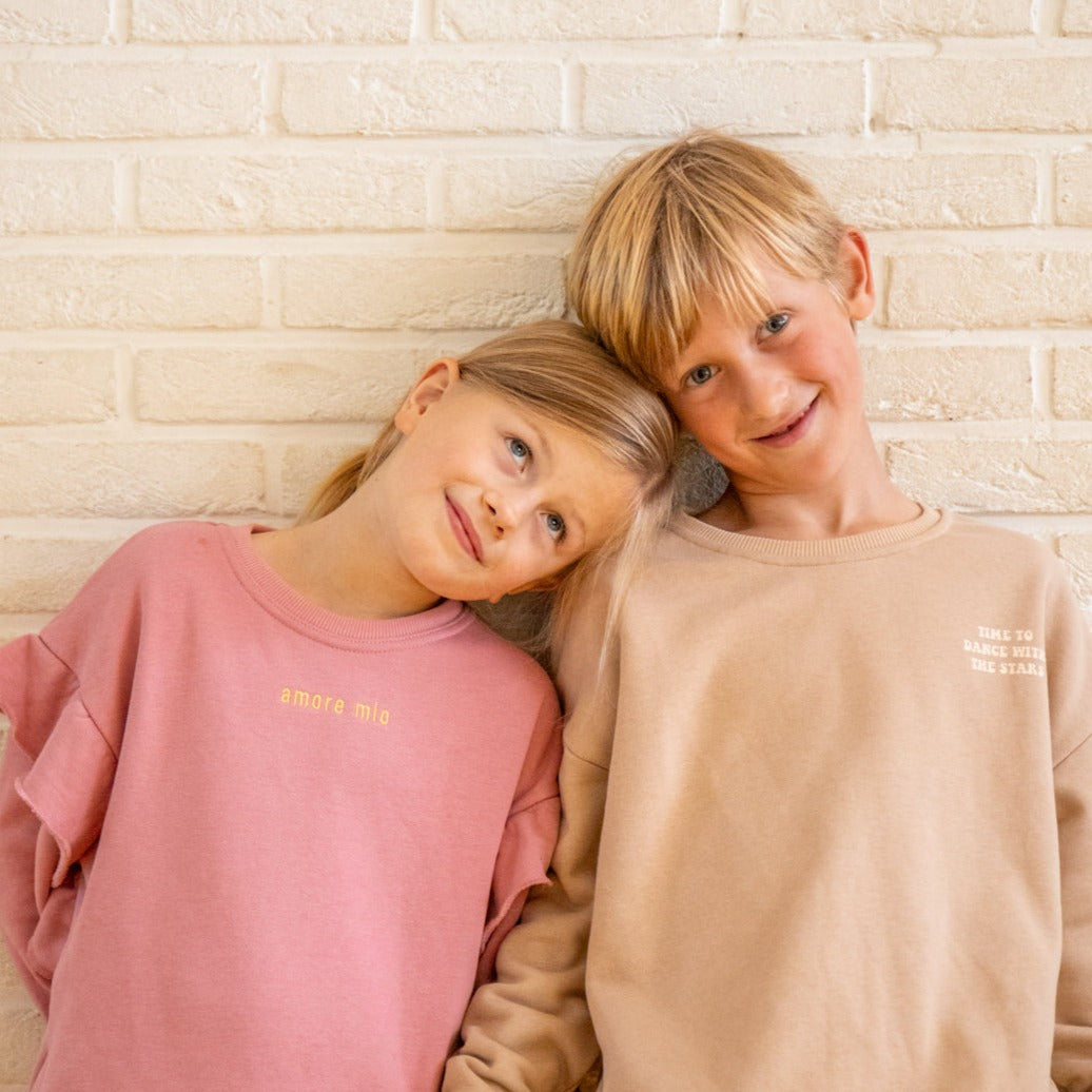 Ella and Rapha Moonchild felpa bimbo beige cotone morbido