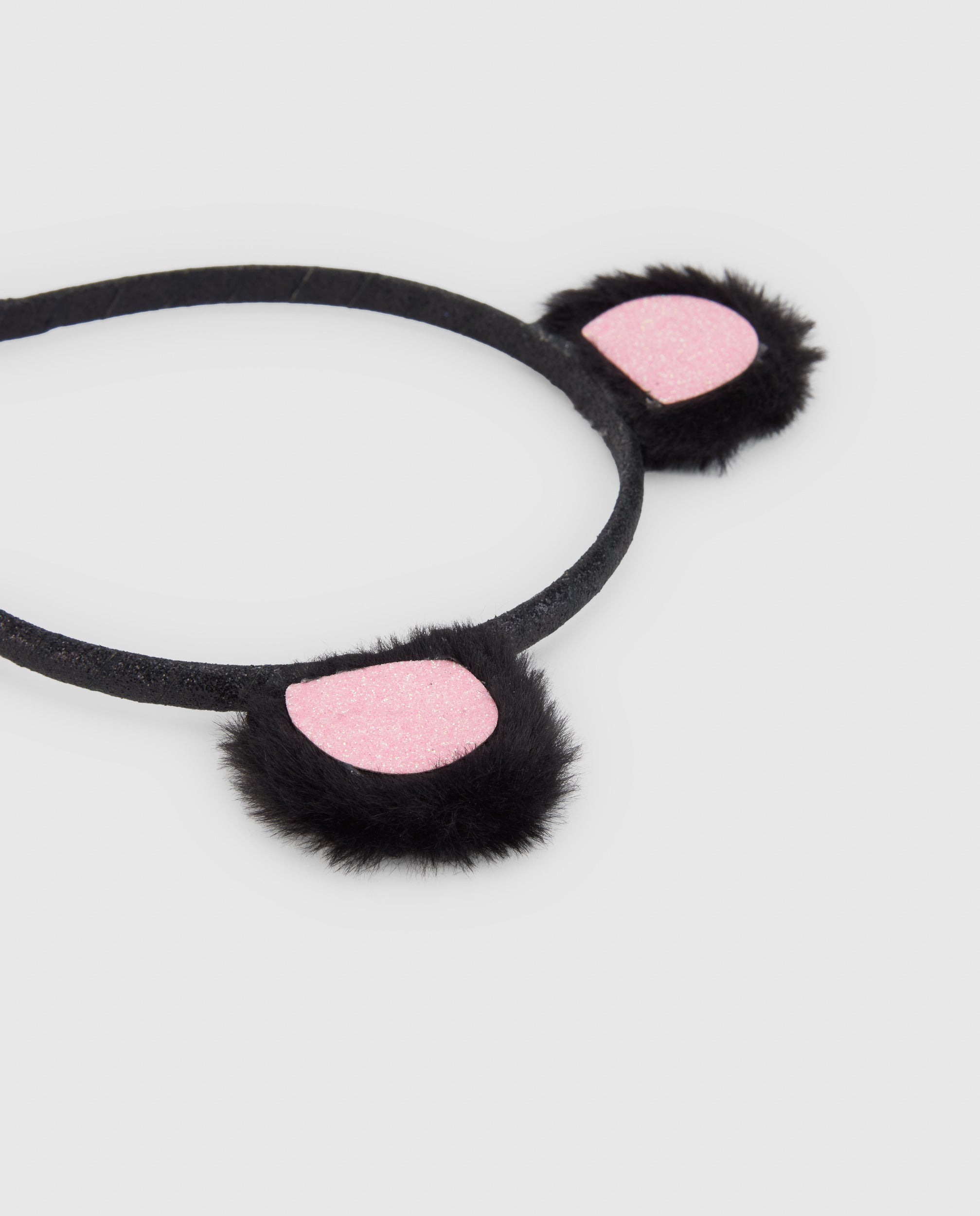 Tuc Tuc cerchietto bambina orecchie peluche nero glitter