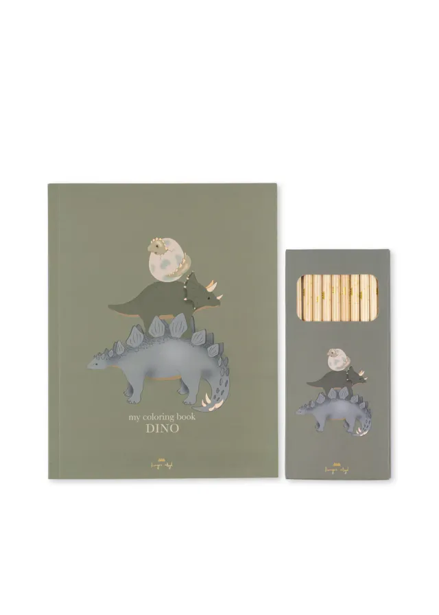 Konges Sløjd Dino quaderno da colorare con matite