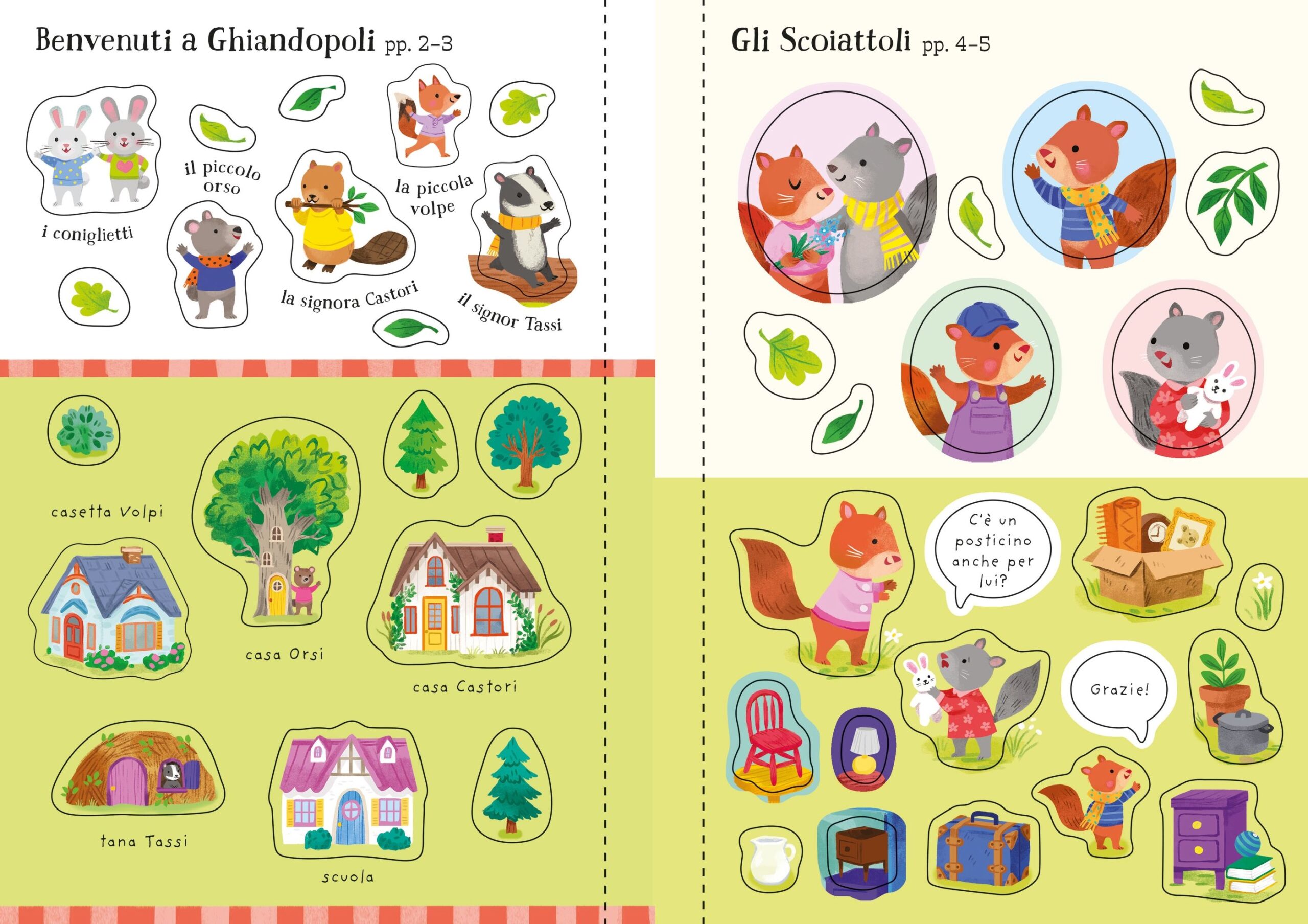 Usborne Famiglia Scoiattoli Libro con Adesivi