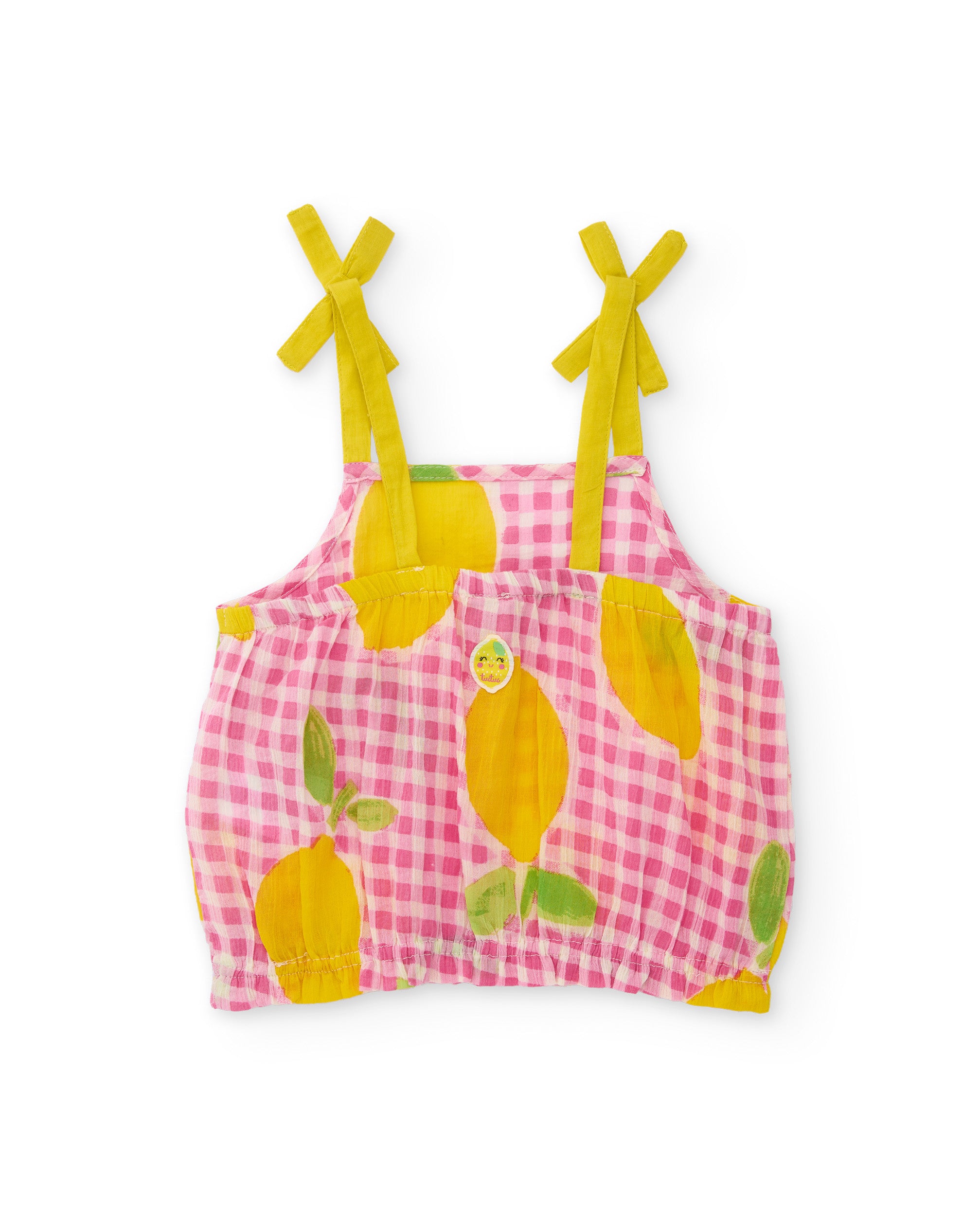 Tuc tuc Top bambina tessuto rosa limoni fiocchi