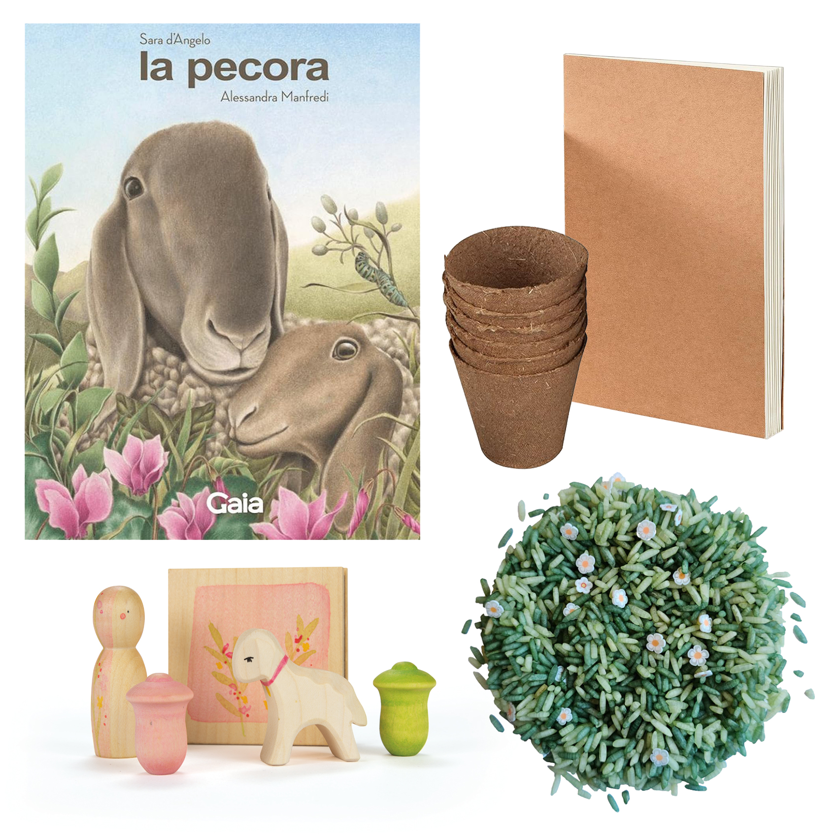 PlayKitBaboo Primavera kit sensoriale con libro e riso