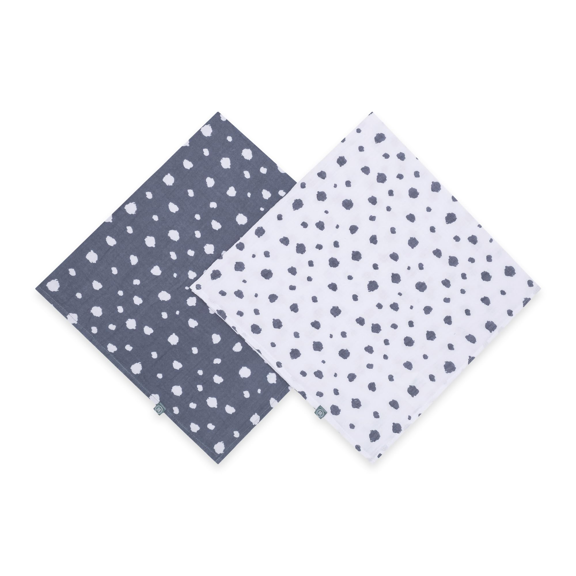 emma & noah Panni Neonato Cotone Bio 70x70 Pois Blu 2 Pz