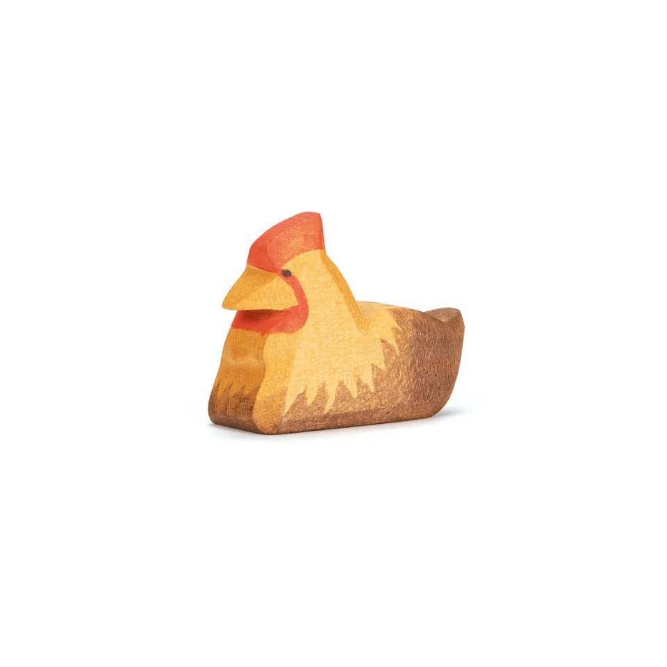 Ostheimer Gallina Marrone che Cova Figura Legno 3,5 cm
