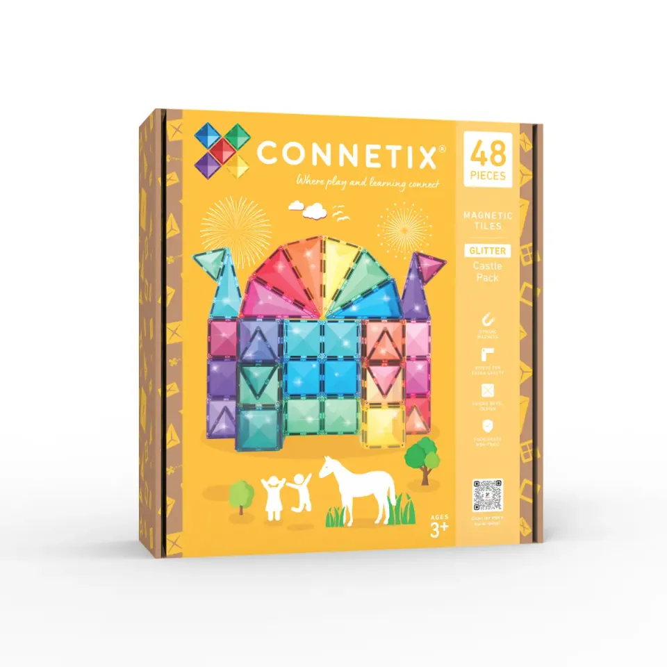 Connetix Castle Pack Costruzioni Magnetiche Glitter 48 Pezzi