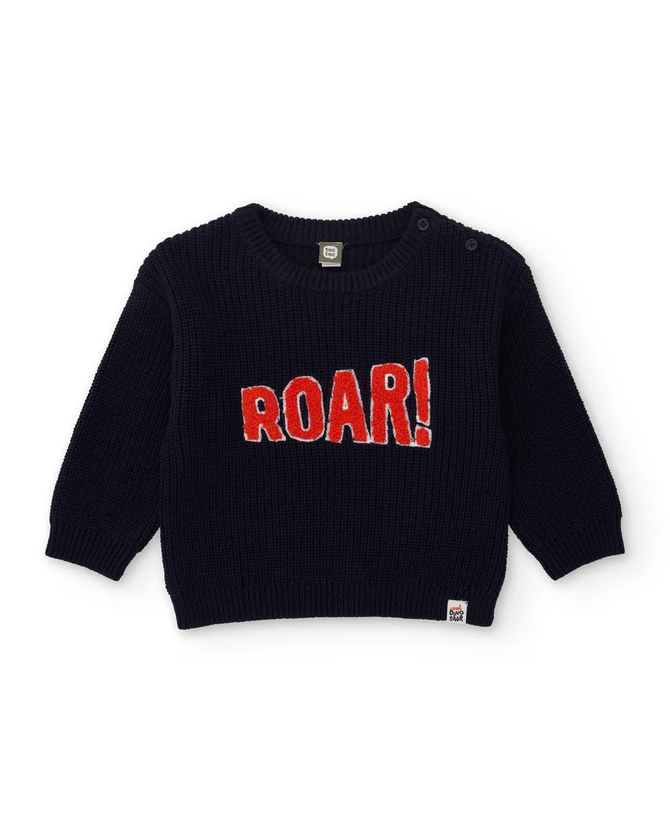 Tuc Tuc Cool Dinosaur felpa bambino blu marino scritta ROAR