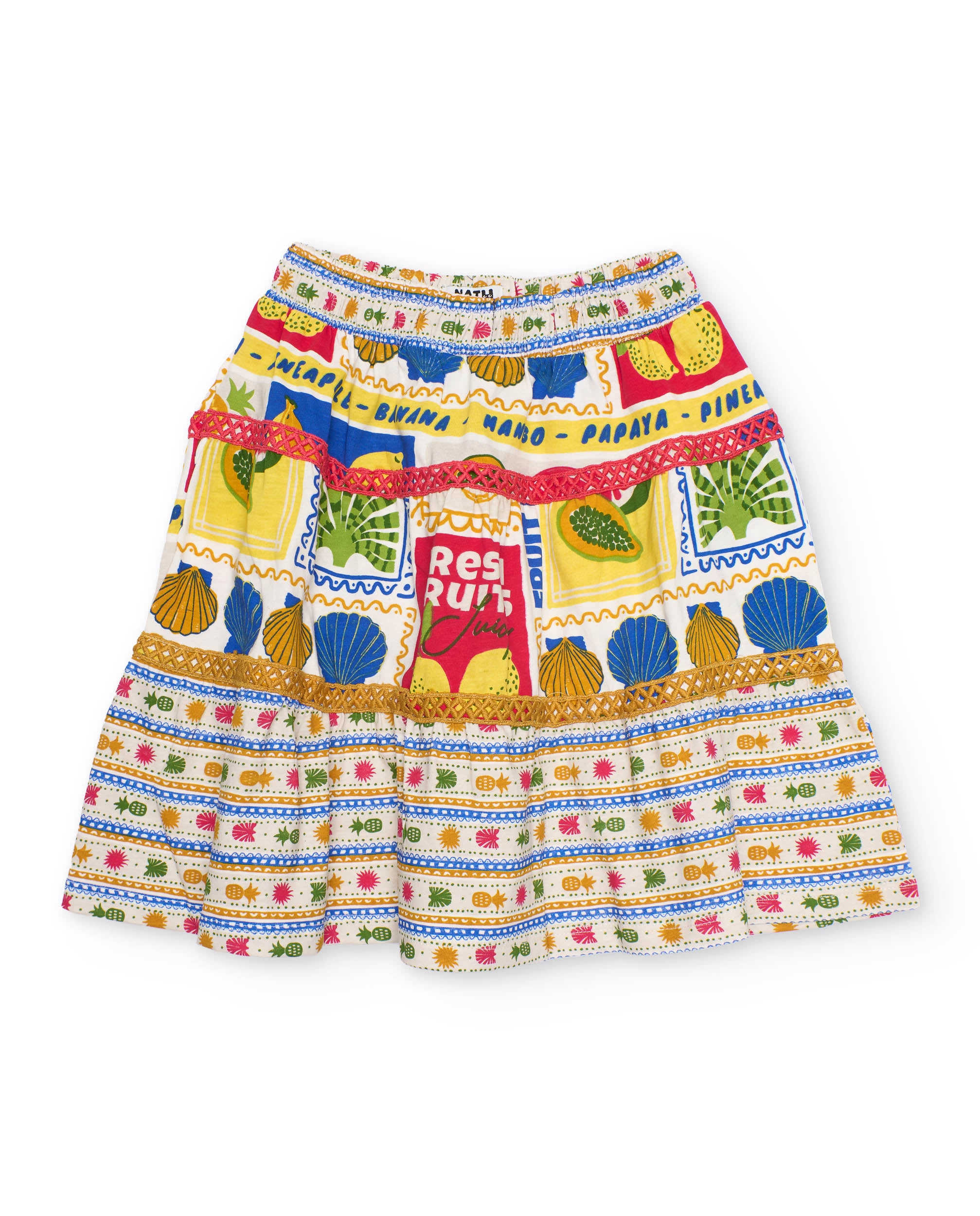 Tuc tuc gonna bambina beige stampa frutta tropicale
