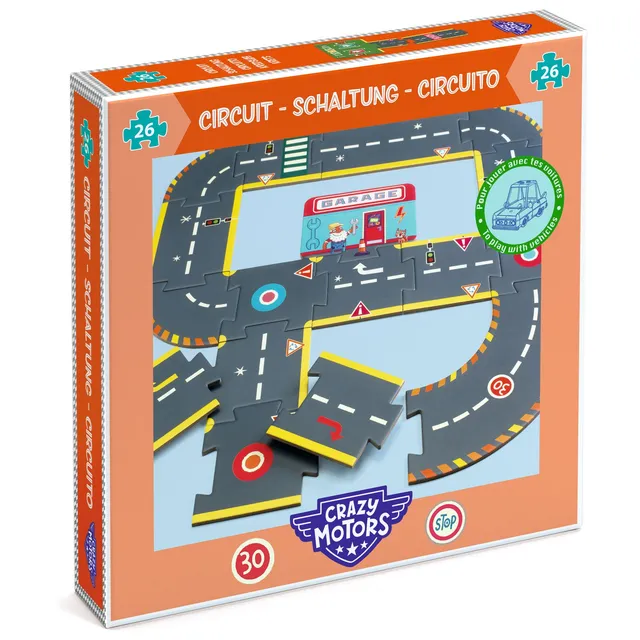 Djeco Crazy Motors Univers puzzle pista 26 pezzi dai 4 anni