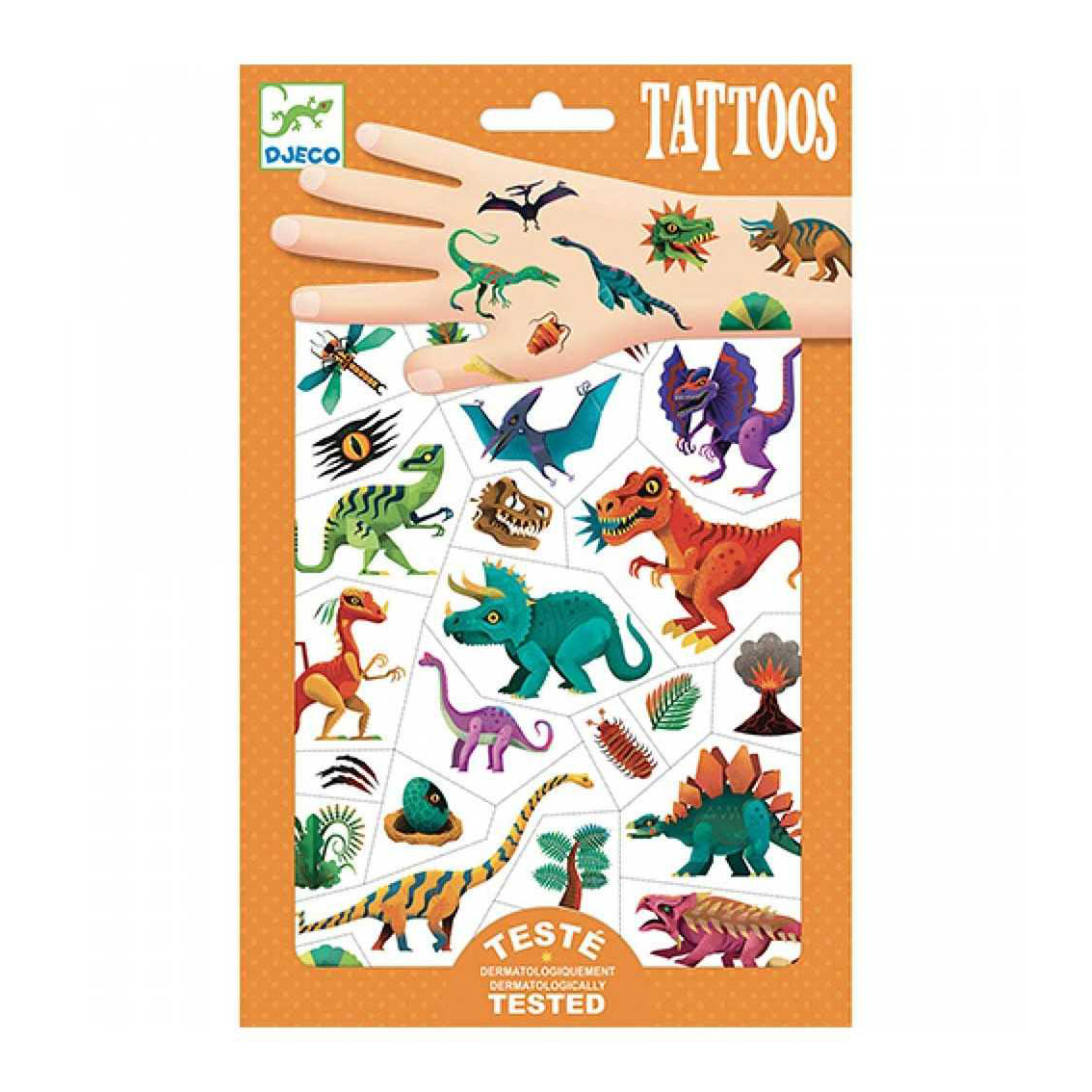 Djeco Dino Club tatuaggi bambini 2 fogli dinosauri