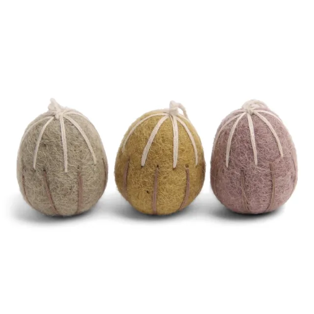 Gry & Sif Uova Righe Set 3 Decorazioni Feltro Pasqua