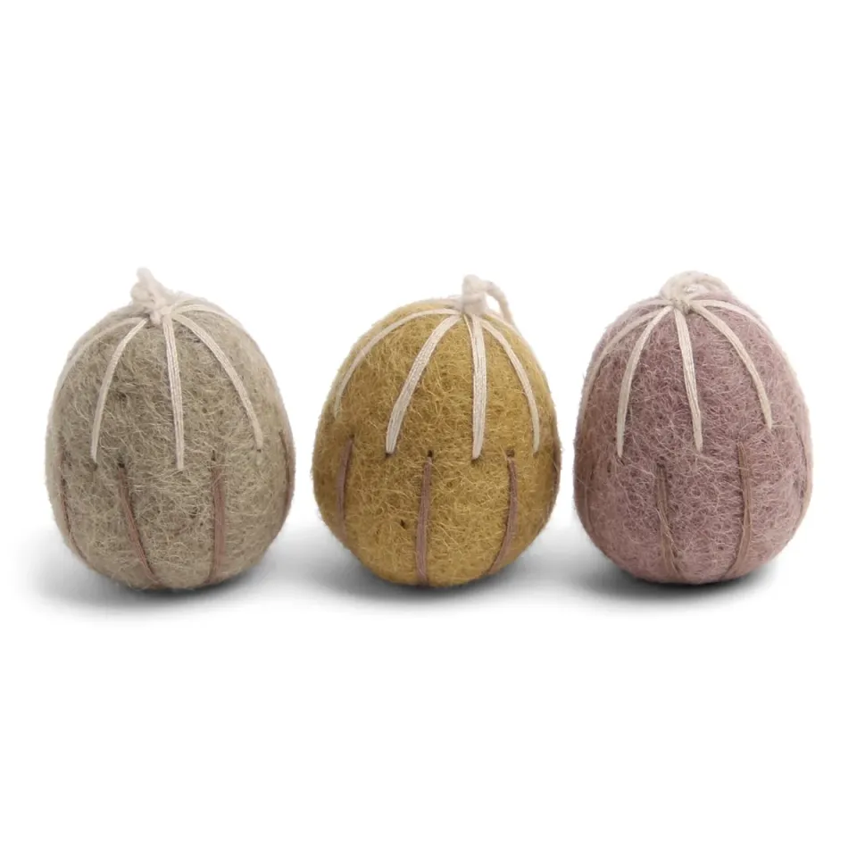 Gry & Sif Uova Righe Set 3 Decorazioni Feltro Pasqua