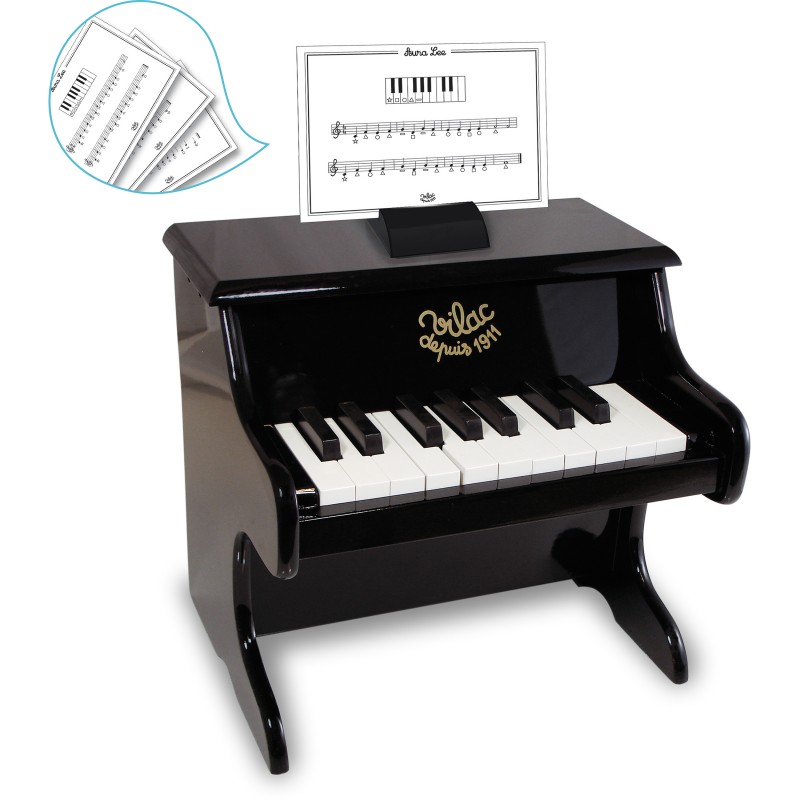 Vilac Piano in Legno Nero pianoforte 18 tasti accordabile