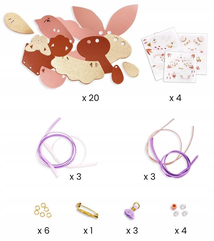 Djeco Do It Yourself Miss Rosefinch kit gioielli ecopelle