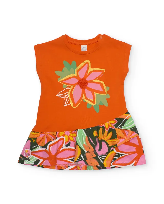 Tuc Tuc vestito bambina arancione con stampa fiori