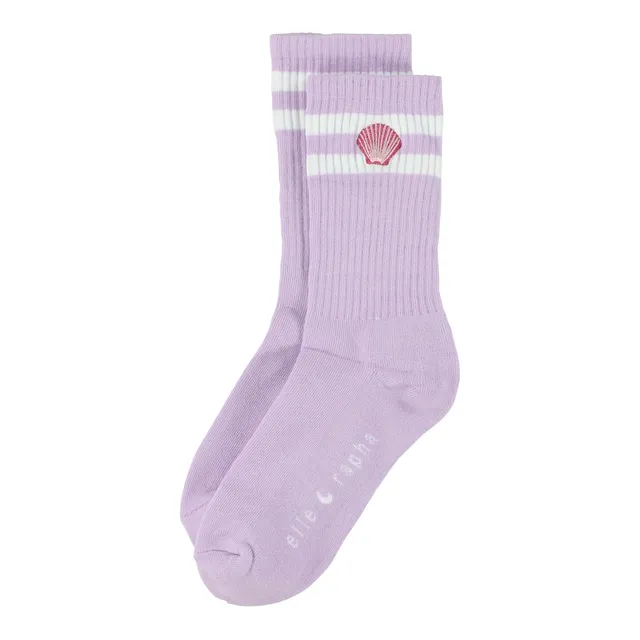 Ella and Rapha Seashell calze donna lilla in cotone