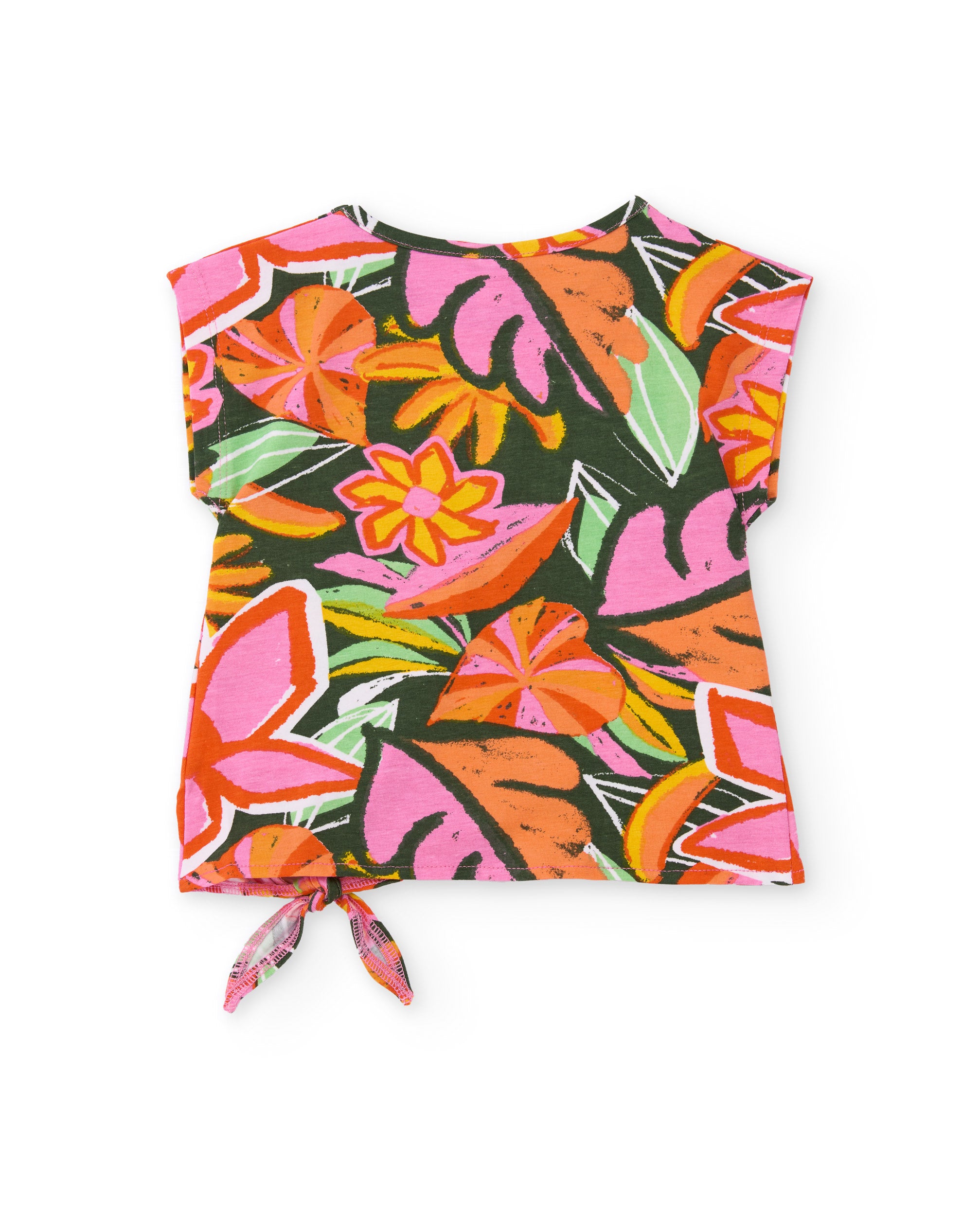 Tuc Tuc t-shirt bambina arancione fiori nodo orlo