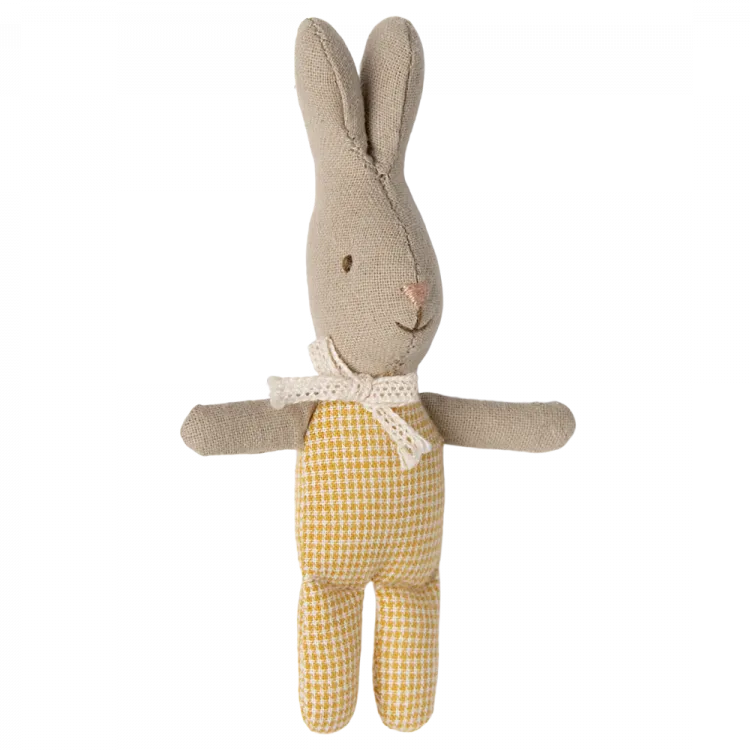 Maileg Baby Bunny pupazzo coniglio quadretti gialli 11 cm