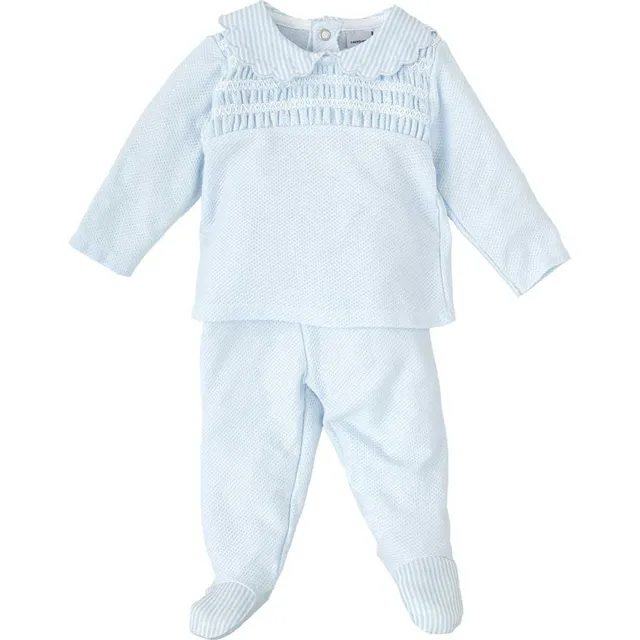 Babidu completino neonato maglia e ghetta cotone azzurro