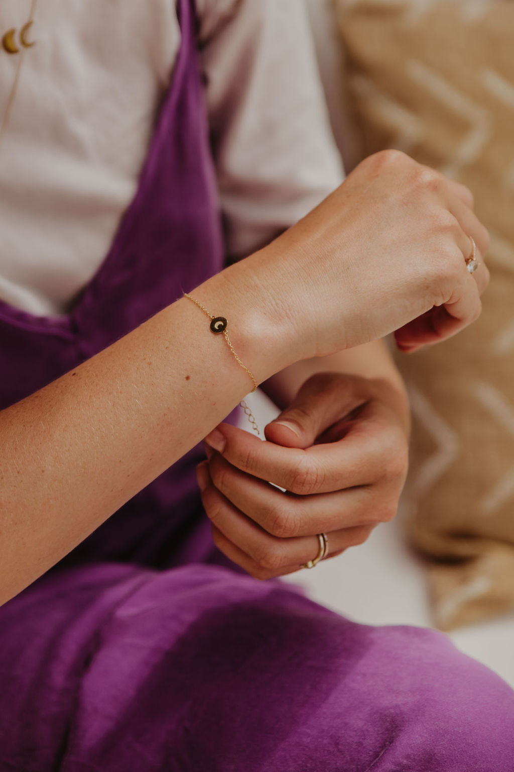 Ella and Rapha To The Moon bracciale oro donna argento