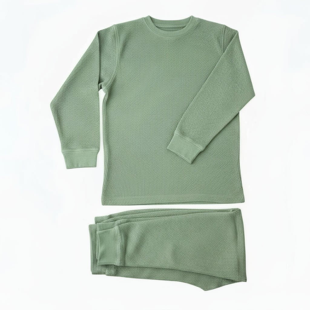 Slugs & Snails Sage Green pigiama cotone waffle verde salvia