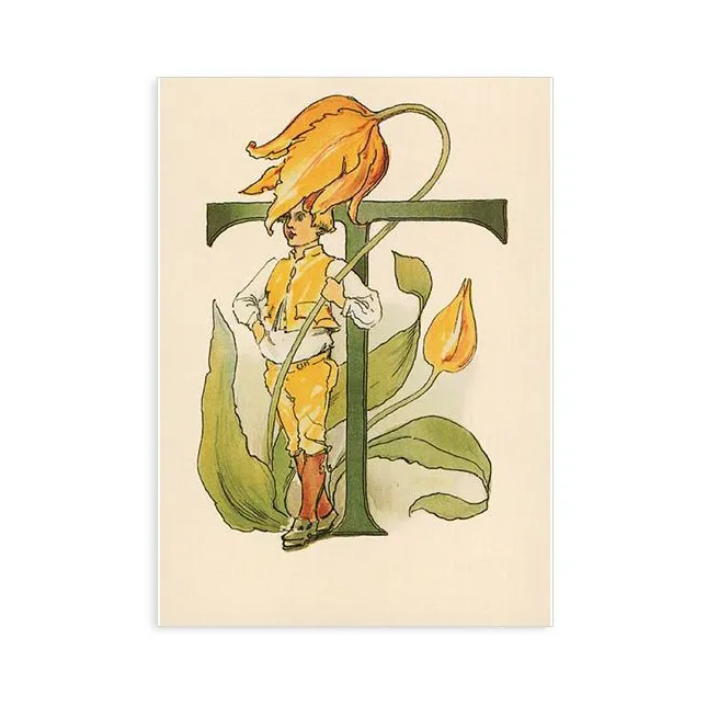 Ottilia Adelborg Alfabeto fiorito T cartolina 10,5x15