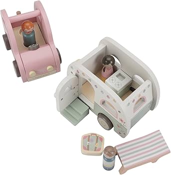 Little Dutch Macchina con caravan gioco legno rosa 32 cm