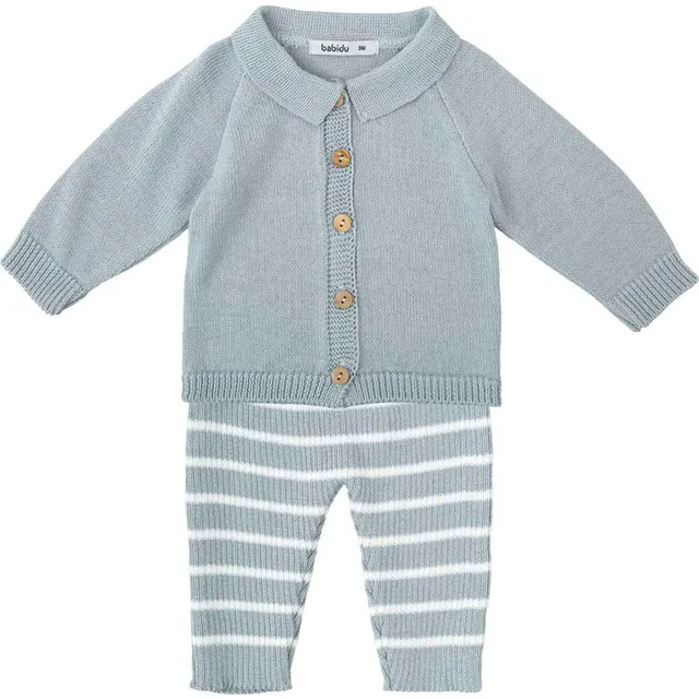 Babidu set maglia traforata blu 24 mesi cotone