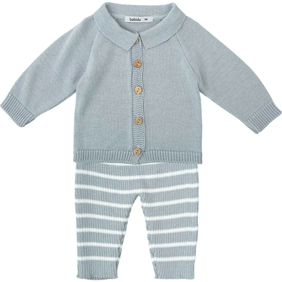 Babidu set maglia traforata blu 24 mesi cotone