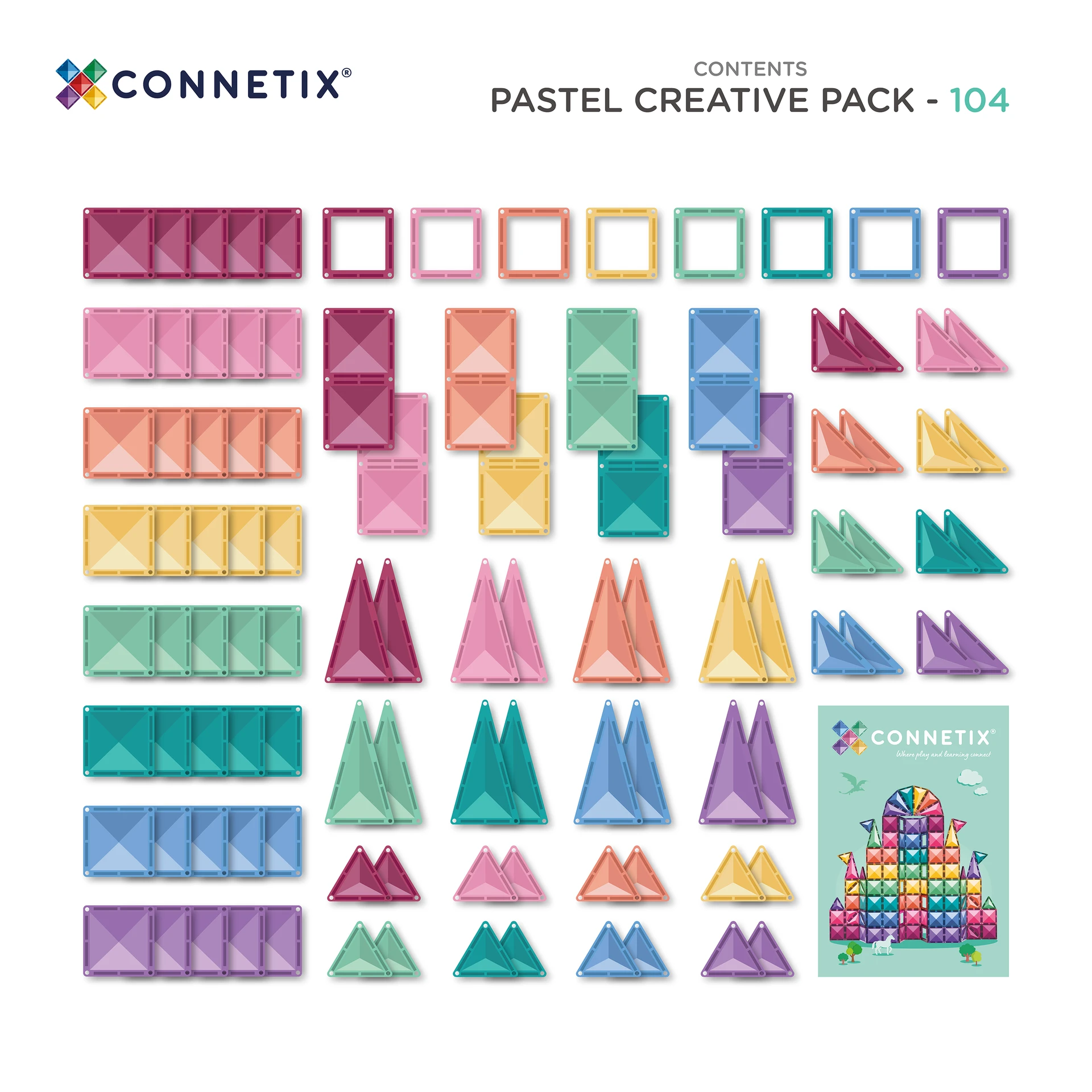 Connetix Pastel Creative Pack costruzioni magnetiche 104 pezzi