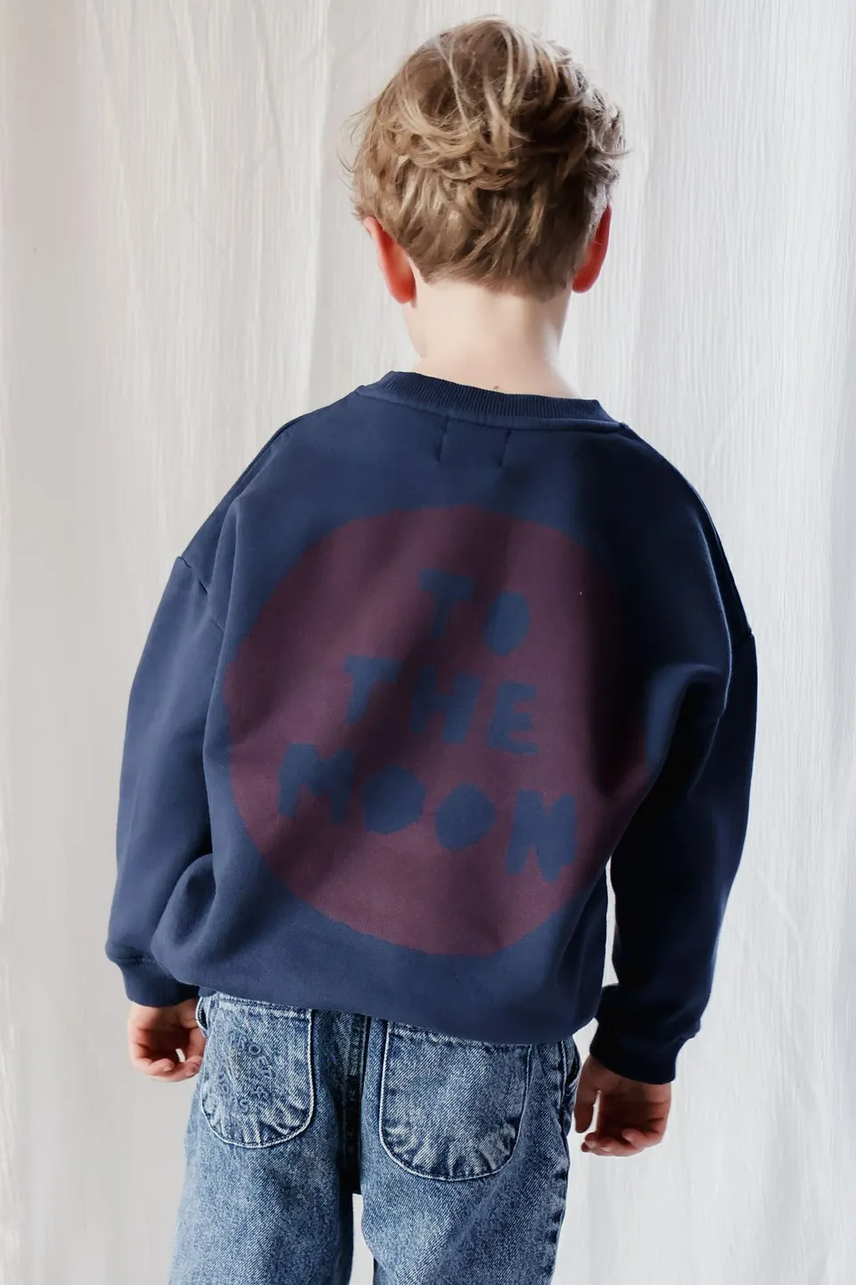 Ella and Rapha To The Moon Circle felpa bambini blu cotone