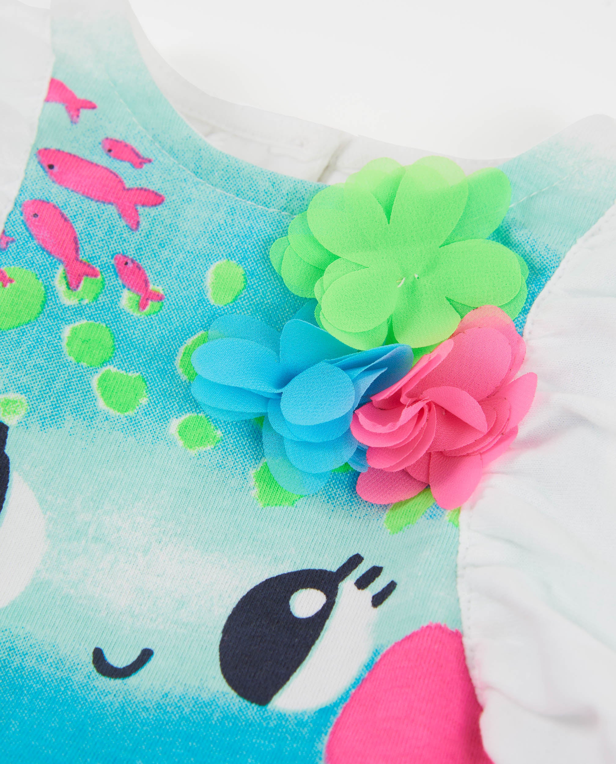 Tuc Tuc vestito bambina blu fiori rilievo