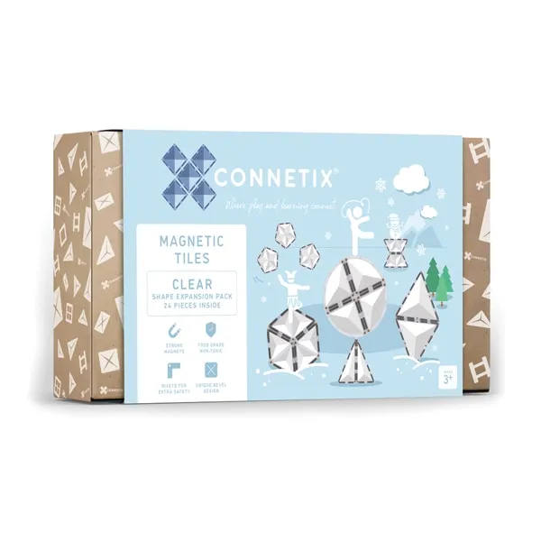 Connetix Clear Shape Expansion costruzioni magnetiche 24 pezzi trasparenti