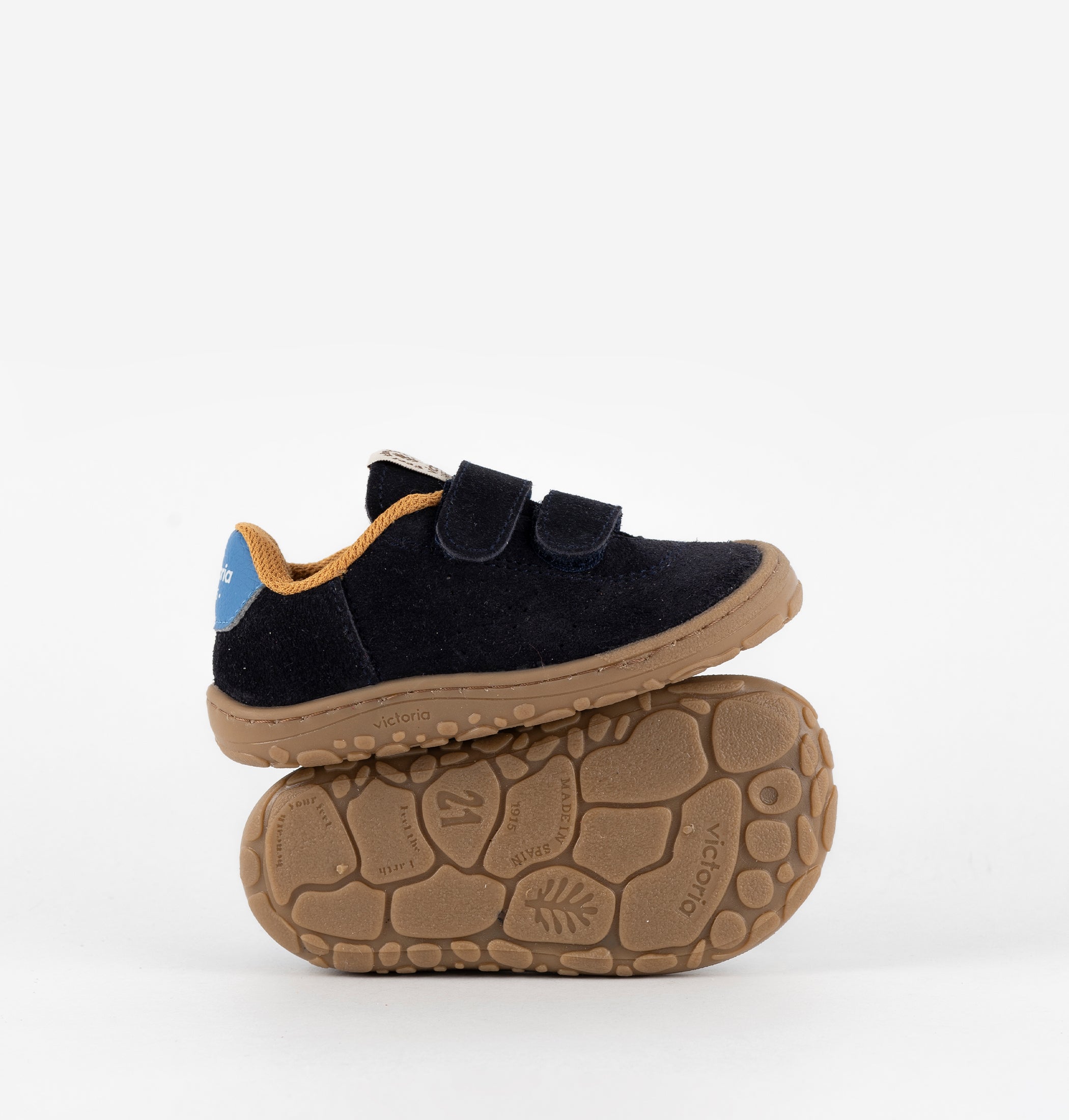 Victoria Barefoot Pelle Blu Marino Scarpe Bambino