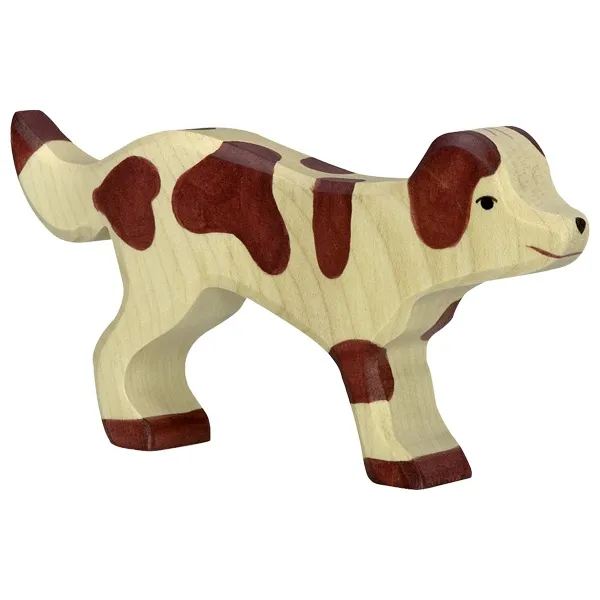 Holztiger Cane Pastore figura in legno massello dipinta a mano