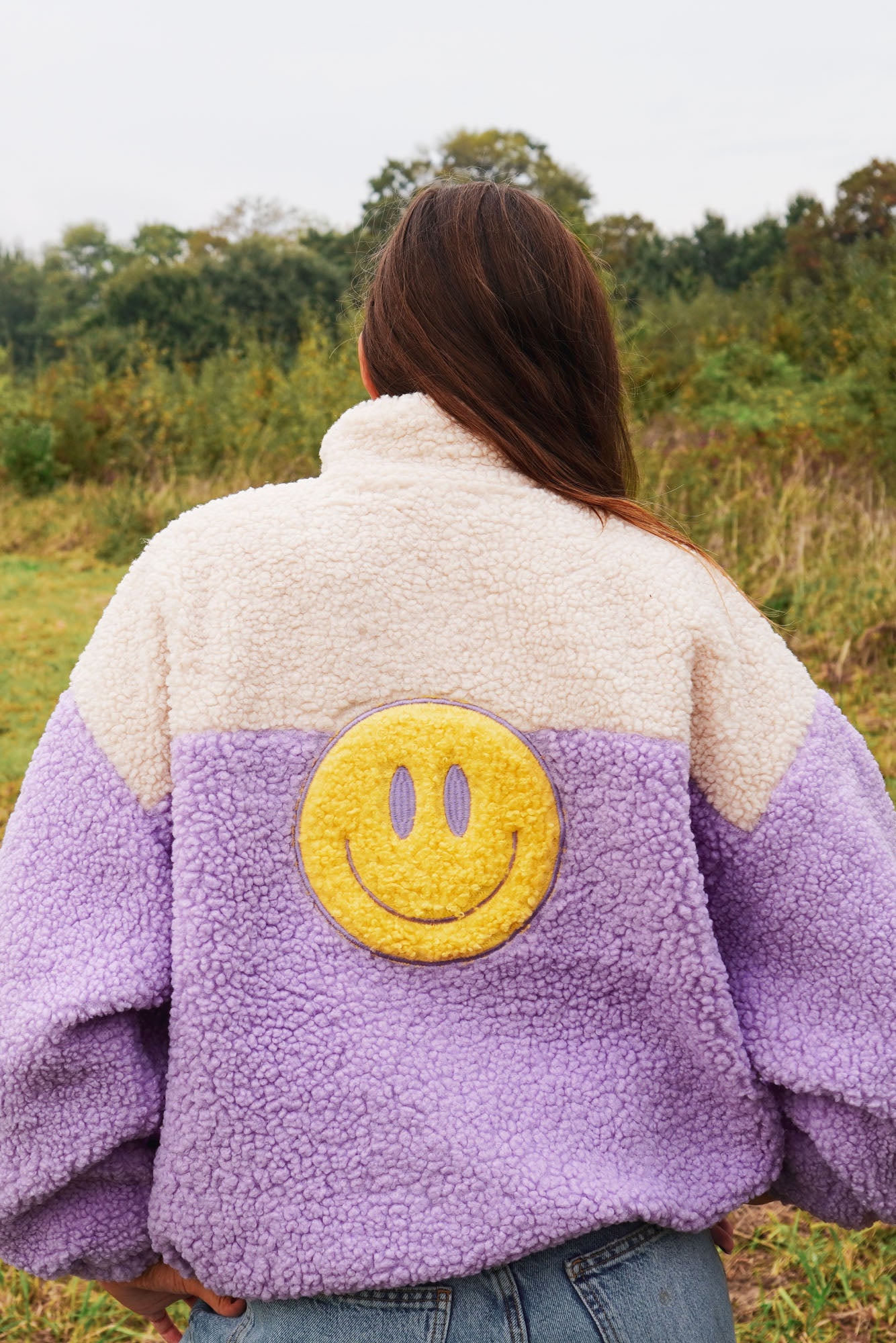 Ella and Rapha Smiley giacca teddy happy lilac lilla