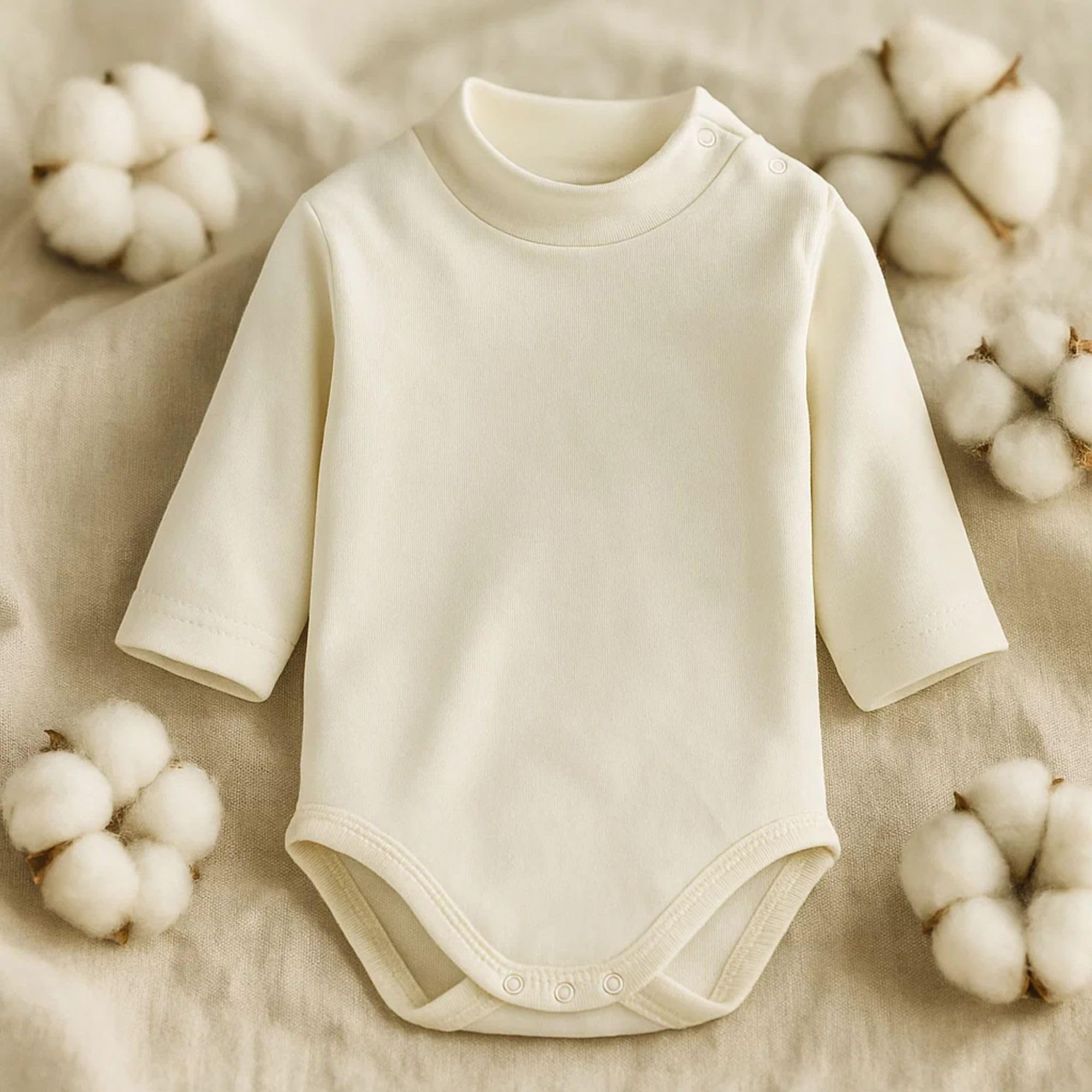 Babidu 1177 Body Neonato Dolcevita Manica Lunga Beige Cotone