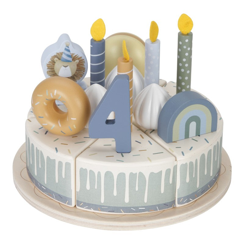 Little Dutch Torta Compleanno Gioco Legno Blu 26 Pezzi