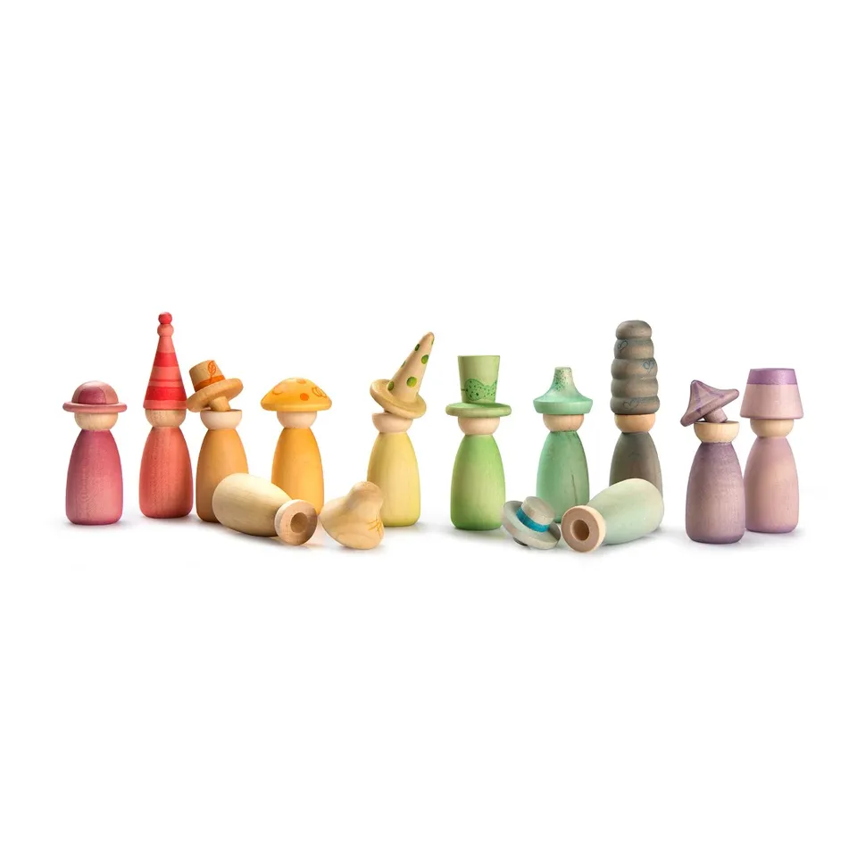Grapat Fancy Nins set 12 personaggi legno arcobaleno