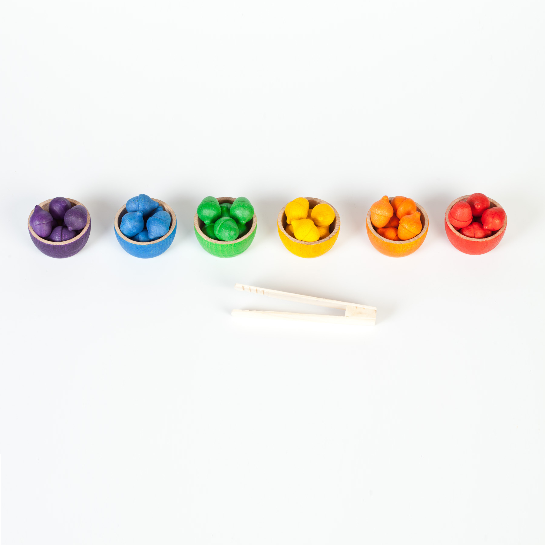 Grapat Set Ciotole e Ghiande Arcobaleno Gioco Legno 43 pz