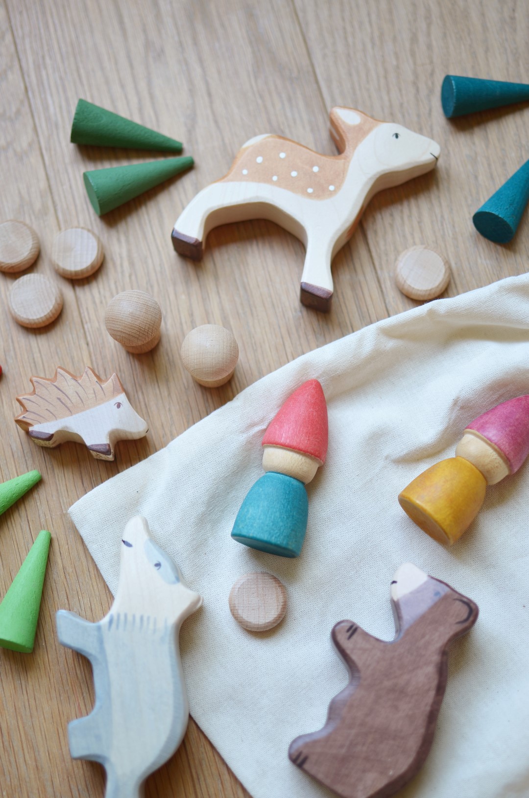 Holztiger Animali del Bosco mini set legno con sacchetto