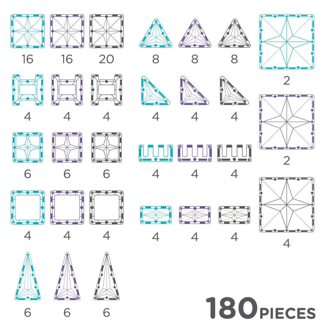 Cleverclixx Ice Crystal Pack 180 costruzioni magnetiche