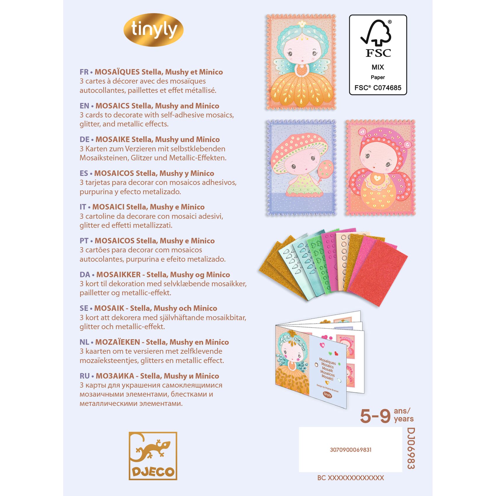 Djeco Tinyly Stella & Co mosaici glitter 3 carte